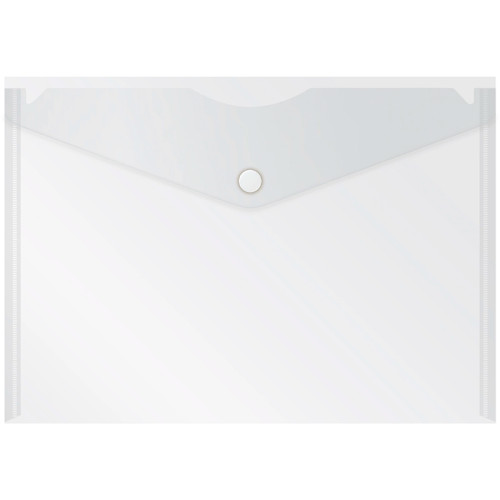 Папка-конверт на кнопке Бюрократ, А5, 180 мкм, прозрачная