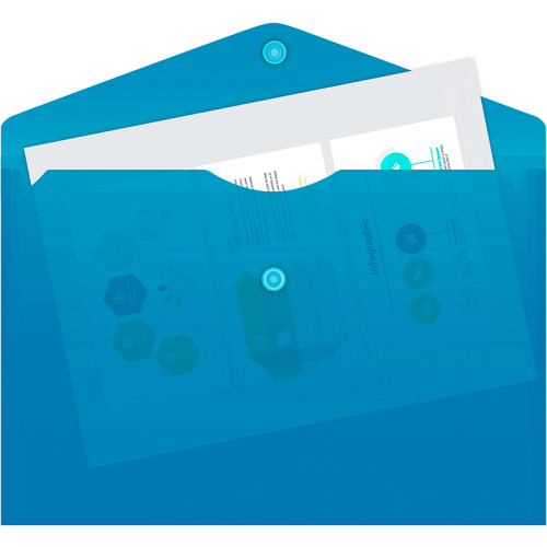 Папка-конверт на кнопке Бюрократ, А5, 180 мкм, синяя