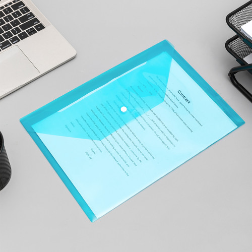 Папка-конверт на кнопке DELI "Aurora", А4, 0,12 мм, голубая