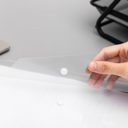 Папка-конверт на кнопке DELI "Aurora", А4, 0,12 мм, прозрачная