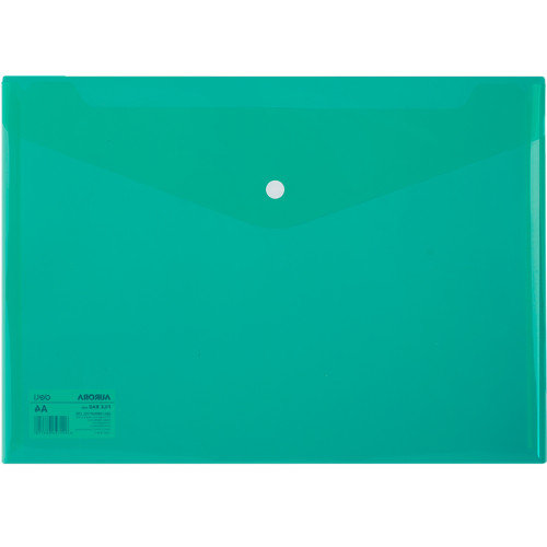 Папка-конверт на кнопке DELI "Aurora", А4, 0,16 мм, прозрачно-зеленая