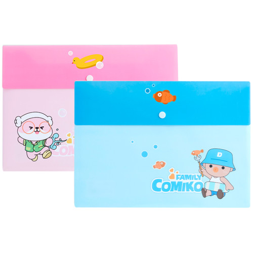 Папка-конверт на кнопке DELI "Comiko", А4, 0,16 мм, ассорти