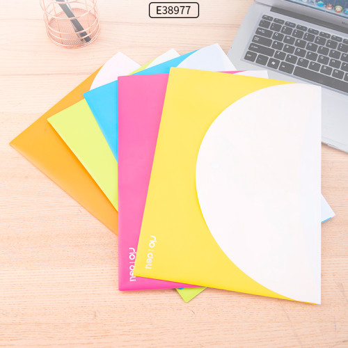 Папка-конверт на кнопке DELI "RIO", А4, 0,18 мм, с карманом, ассорти