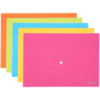Папка-конверт на кнопке DELI "RIO" однотон, А4, 0,18 мм, ассорти