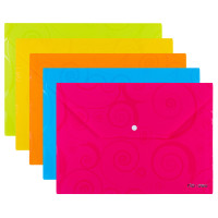 Папка-конверт на кнопке DELI "RIO" узор, А4, 0,18 мм, ассорти