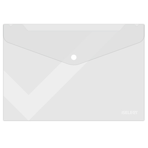 Папка-конверт на кнопке i Select, А4, 0,12 мм, прозрачная