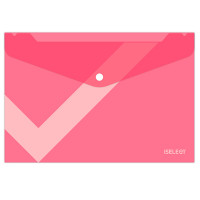 Папка-конверт на кнопке i Select, А4, 0,12 мм, розовая