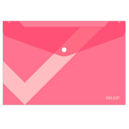 Папка-конверт на кнопке i Select, А4, 0,12 мм, розовая