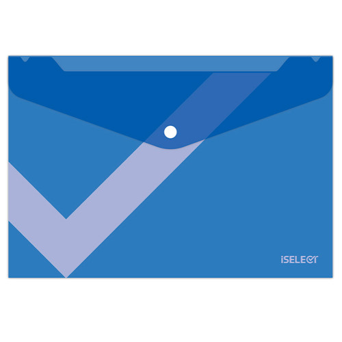 Папка-конверт на кнопке i Select, А4, 0,12 мм, синяя