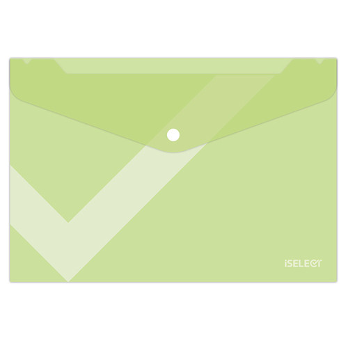 Папка-конверт на кнопке i Select, А4, 0,12 мм, зеленая