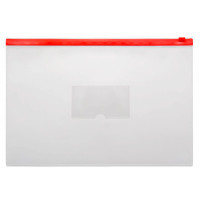 Папка-конверт на молнии Бюрократ, А4+, 150 мкм, карман, полипропилен,  красная