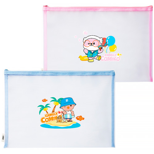 Папка-конверт на молнии DELI "Comiko", А4, 0,3 мм, сетка, ПВХ,  ассорти