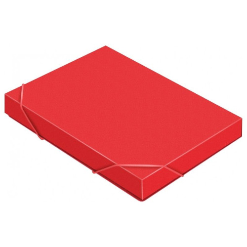 Папка-короб на резинке Бюрократ, А4 пластиковая, 500 мкм, корешок 25 мм., красная