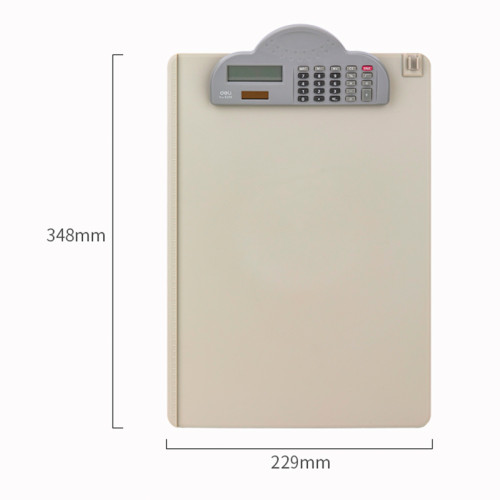 Папка-планшет DELI с калькулятором А4, пластиковая, серая