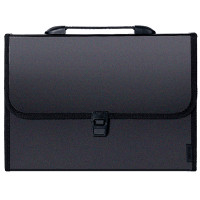 Папка-портфель DELI, с ручкой 13 отделений, черный