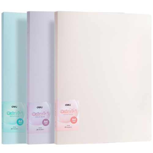 Папка с файлами DELI "Colorful", на 20 вкладышей, ассорти