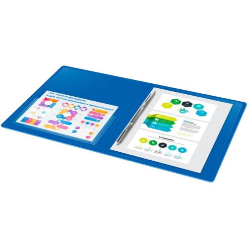 Папка-скоросшиватель с пружинным механизмом Бюрократ, А4, 700 мкм, внут. и торц. карман, синяя