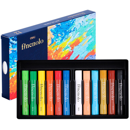Пастель масляная DELI "Finenolo", 12 цветов, картон
