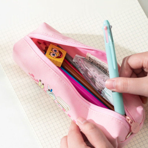 Пенал 1 отделение Deli "SpongeBob", 200х55х50 мм, на молнии, ассорти