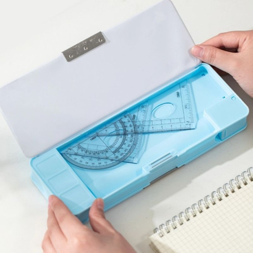 Пенал 2-х сторонний Deli "SpongeBob" + точилка, 235х80х30 мм, пластик, ассорти