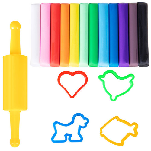 Пластилин Deli "DOUGH IT!" 12 цветов, 160 гр., формы+скалка, блистер с европодвесом