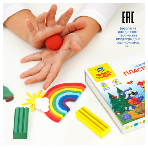 Пластилин Мульти-Пульти "Енот в сказке" 12 цветов, 120 гр., со стеком, картон