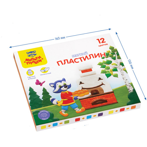Пластилин Мульти-Пульти "Енот в сказке" 12 цветов, 144 гр., со стеком, картон