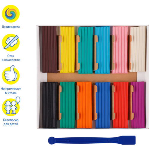 Пластилин Мульти-Пульти "Енот в сказке" 12 цветов, 144 гр., со стеком, картон