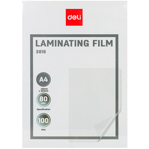 Пленка для ламинирования Deli А4, 80 мкм, глянец, 100 штук в упаковке