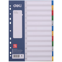Разделитель пластиковый DELI, А4, 12 листов, цветной