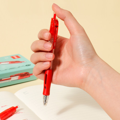 Ручка гелевая DELI "Lineum" 0,5 мм, автоматическая, красная