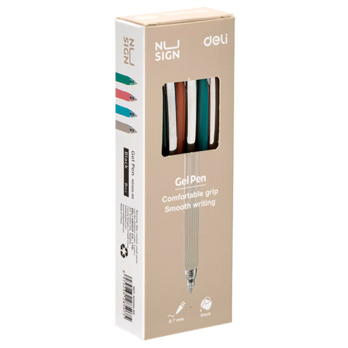 Ручка гелевая DELI "NS666" 0,7 мм, автоматическая, черная