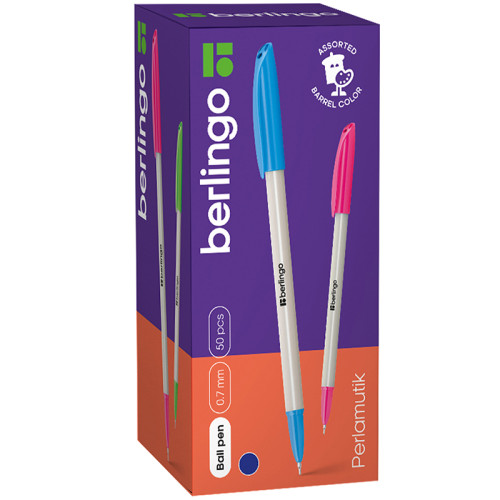 Ручка шариковая BERLINGO "Perlamutik" 0,7 мм, синяя, ассорти