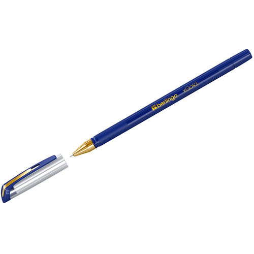 Ручка шариковая BERLINGO "xGold" 0,7 мм, игольчатый стержень, синяя, грип