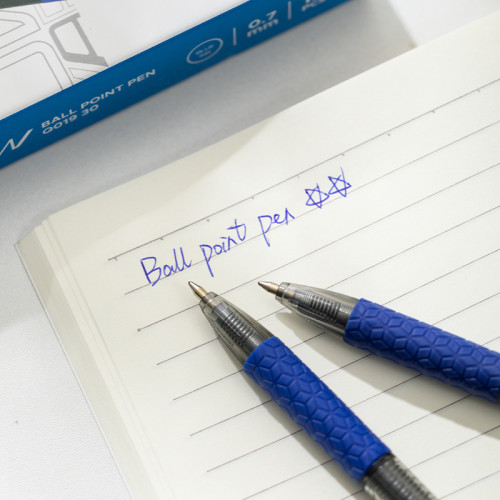 Ручка шариковая DELI "Arrow Q01930" автоматическая, 0,7 мм, синяя, грип