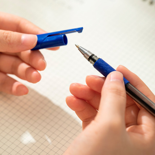 Ручка шариковая DELI "Arrow" Q1730, 1 мм, синяя, грип