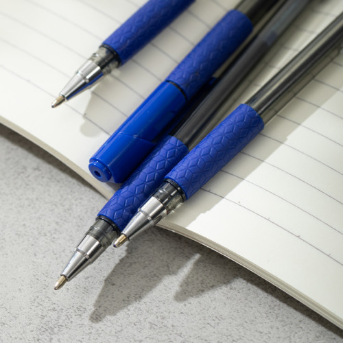 Ручка шариковая DELI "Arrow" Q1730, 1 мм, синяя, грип