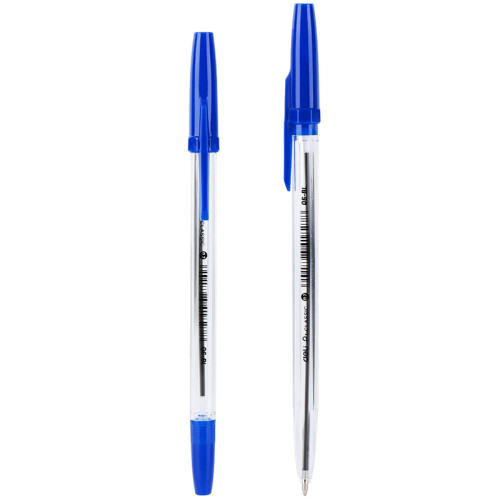 Ручка шариковая DELI "Classic" Q6-BL, 0,7 мм, прозрачный корпус, синяя