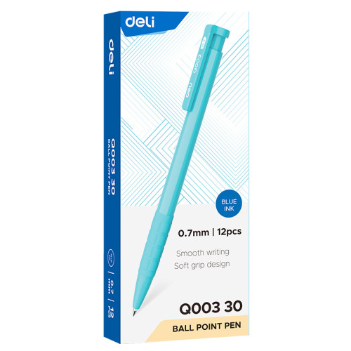 Ручка шариковая DELI "Daily Q00330" автоматическая, 0,7 мм, синяя