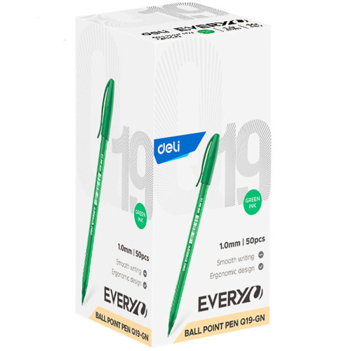Ручка шариковая DELI "Every Q19", 1 мм, зеленая
