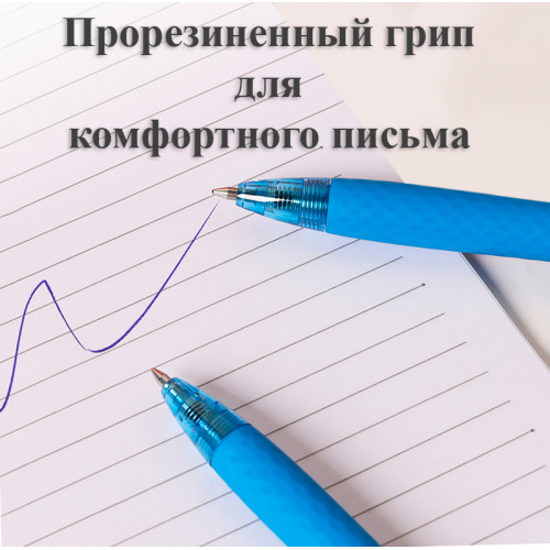 Ручка шариковая DELI "Lineum Q150" автоматическая, 0,7 мм, синяя, грип