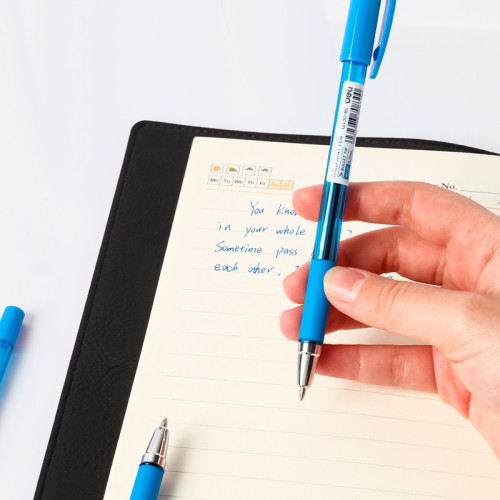 Ручка шариковая DELI "Q130", 0.7 мм, синяя, грип