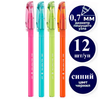 Ручка шариковая DELI "Q59", 0,7 мм, корпус ассорти, синяя, грип