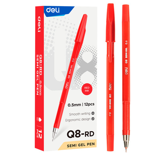 Ручка шариковая DELI "Q8" 0,5 мм, красная