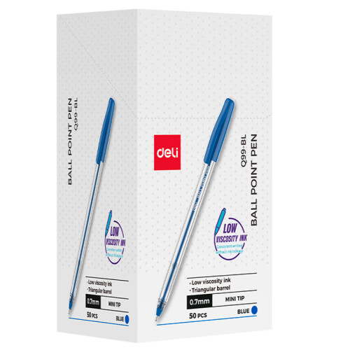 Ручка шариковая DELI "Q99", 0.7 мм, синяя