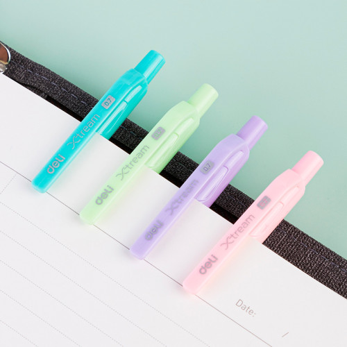 Ручка шариковая DELI "Smooth Q199" автоматическая, 0,7 мм, синяя, грип