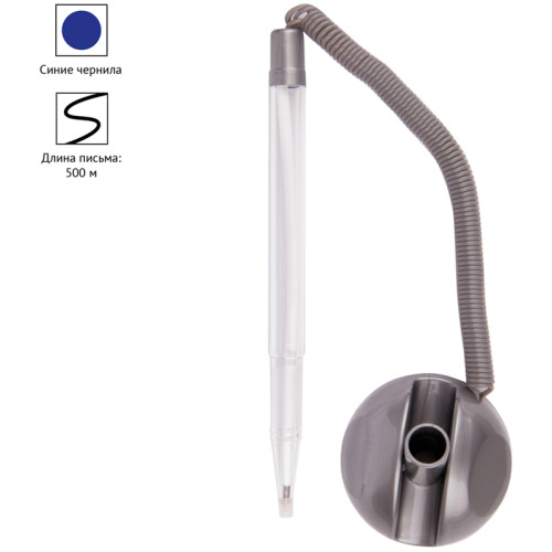 Ручка шариковая OfficeSpace "Reseption", на подставке, серый корпус, синие чернила