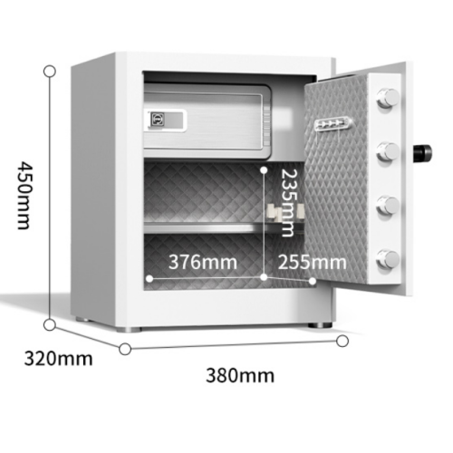 Сейф DELI "AE130" биометрический + электронный замок + ключ, 380х320х450 мм, 21,9 кг, белый
