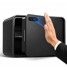 Сейф DELI "AE334" сканер ладони + ключ, 250х350х250 мм, 6 кг, черный