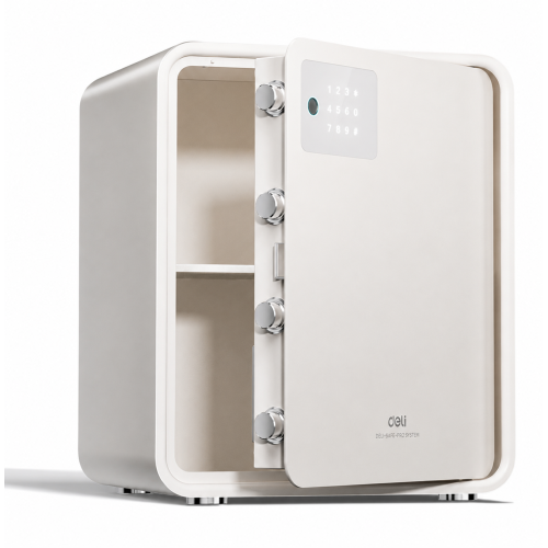 Сейф DELI "AE888-NZ" биометрический + электронный замок + ключ, 450х380х320 мм, 15 кг, белый